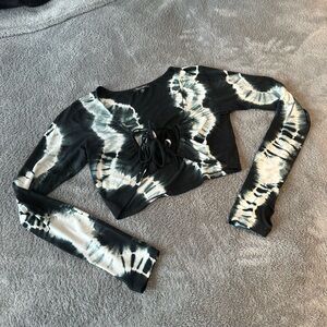 Dolls Kill Monochrome Tie-Dye Lace-Up Crop Top
